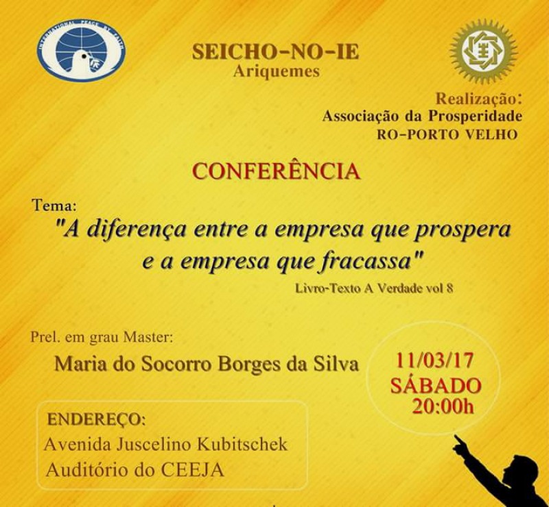 ConferÃªncia Seicho-No-Ie em Ariquemes Ã© Hoje as 20hs (Foto: ReproduÃ§Ã£o)