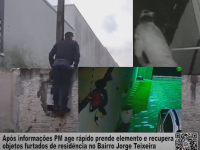 Câmara registra elemento pulando muro de residências para fugir da PM – Comparsa foi preso - VÍDEO - Foto: Divulgação