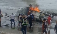 Avião de pequeno porte sofre acidente e explode em Ubatuba (SP) - VÍDEO - Foto: (Reprodução/X)