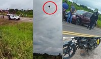 Parte da perna de motociclista fica pendurada em fio de alta tensão após acidente em Rondônia - Foto: Divulgação