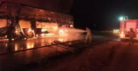 Ônibus da Eucatur pega fogo próximo de manifestação na BR-364 em Ji-Paraná - Foto: Divulgação