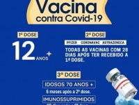Vacinação contra Covid-19 nesta sexta-feira - Dose 01 / Dose 02 / Dose 03 - Foto: Divulgação