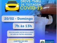 Drive-thru de testagem para Covid-19 em Ariquemes neste domingo - Foto: Divulgação