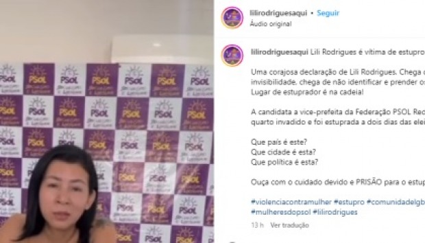 Candidata a vice-prefeita denunciou nas redes sociais que foi vítima de estupro (Foto: Reprodução)