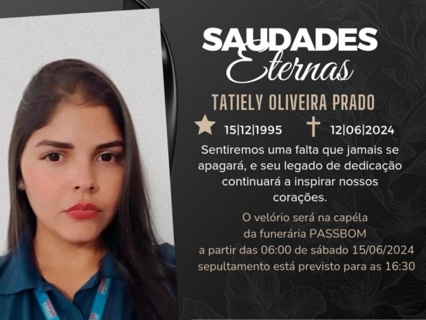 Nota de falecimento – Tatiely Oliveira Prado