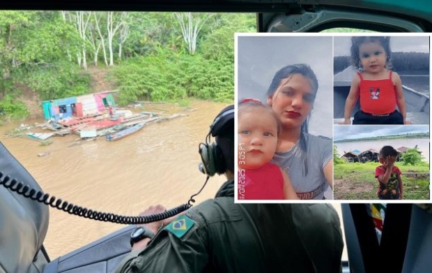 Marinha faz buscas por mãe e 3 filhos que sumiram no rio Madeira após colisão de balsa em flutuante