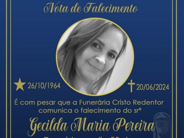 Nota Pesar Gecilda Maria Pereira (Gê) de Ariquemes