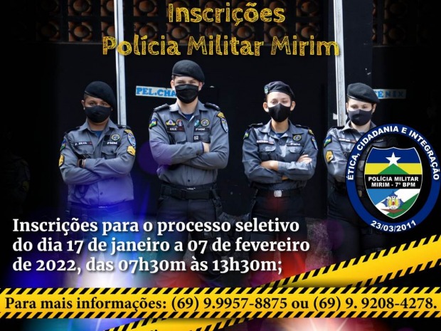 EDITAL PMM 001/2022 – Polícia Militar Mirim do 7º Batalhão de Polícia Militar
