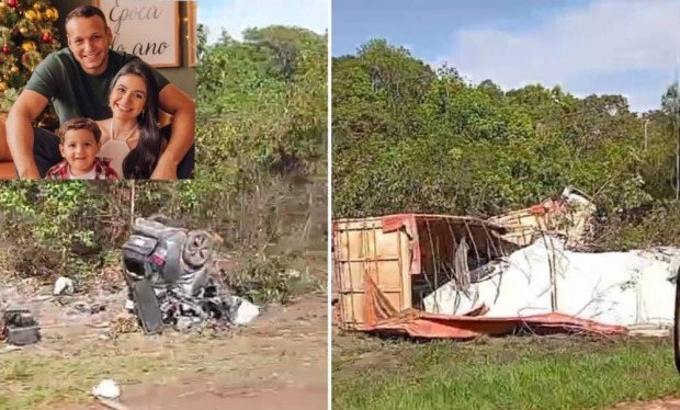 Casal de Rondônia e filho mor00em após acid0nte envolvendo carro e carreta na Br 364