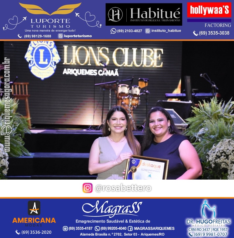 27º DESTAQUE 2023 “Lions Clube Ariquemes Canaã” Prêmio Leão em Ariquemes Rondônia