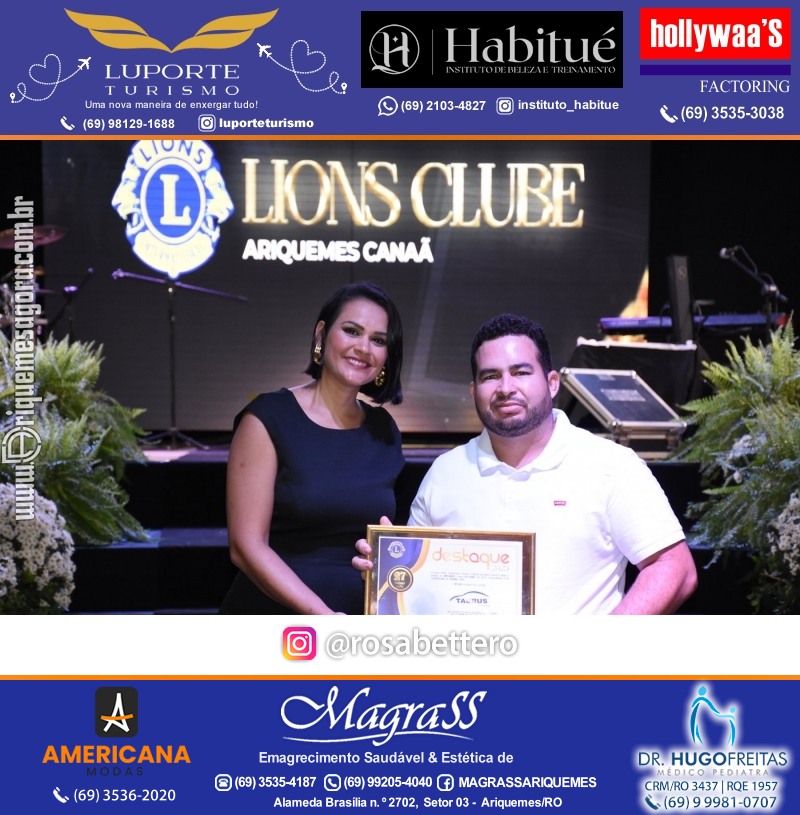 27º DESTAQUE 2023 “Lions Clube Ariquemes Canaã” Prêmio Leão em Ariquemes Rondônia