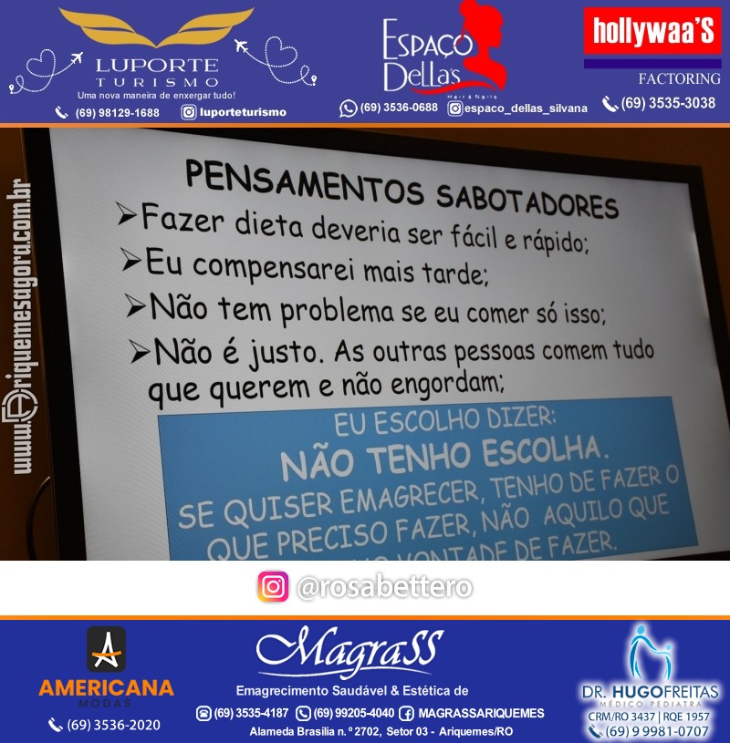 Palestra na Magrass Ariquemes com a Psicóloga Dra. Maria Cristina - TEMA Emagrecimento: A Mudança Começa na Mente