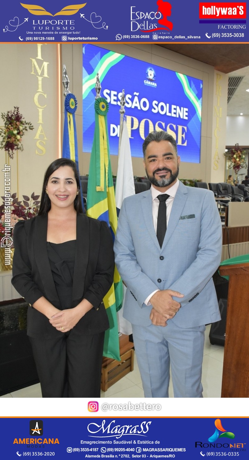 Sessão Solene de Posse vereadores, prefeita e vice-prefeito para o mandato 2025 - 2028 em Ariquemes Rondônia